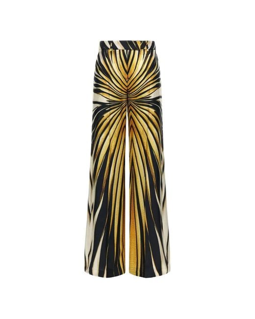 Roberto Cavalli White Ray Of Silk Palazzo Pants