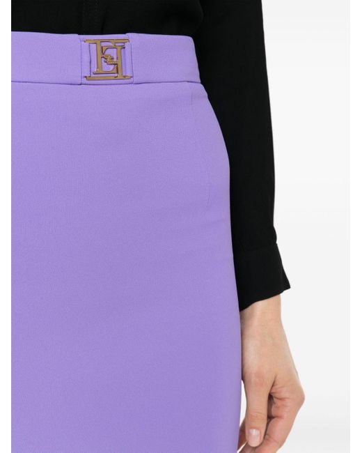 Elisabetta Franchi Purple Stretch-crepe A-line Fitted Skirt