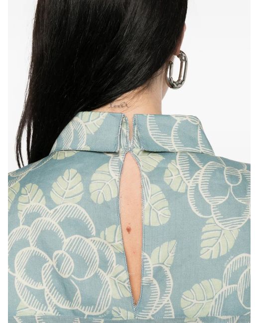 Marni Blue Floral Collar Dress