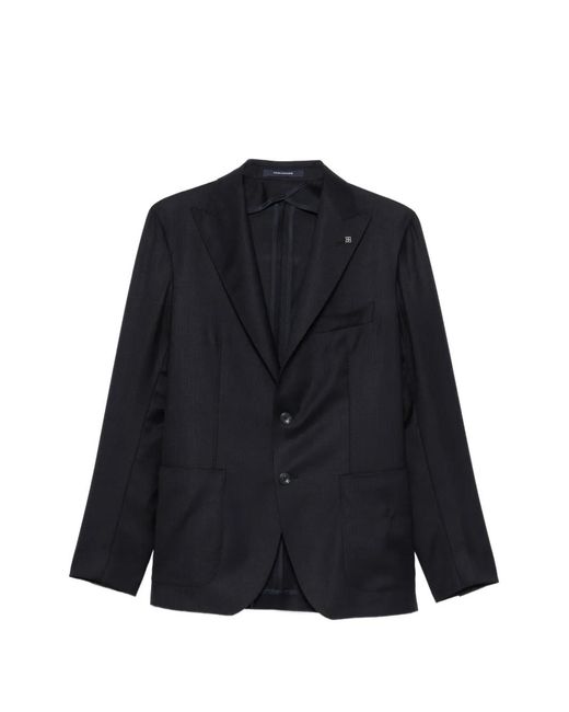 Tagliatore Blue Single-Breasted Peak-Lapel Blazer for men