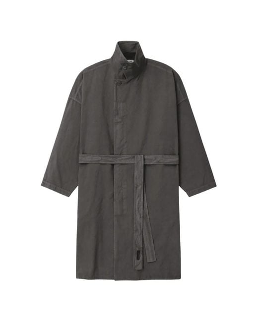 Fear Of God Gray Belted Button-Up Coat for men