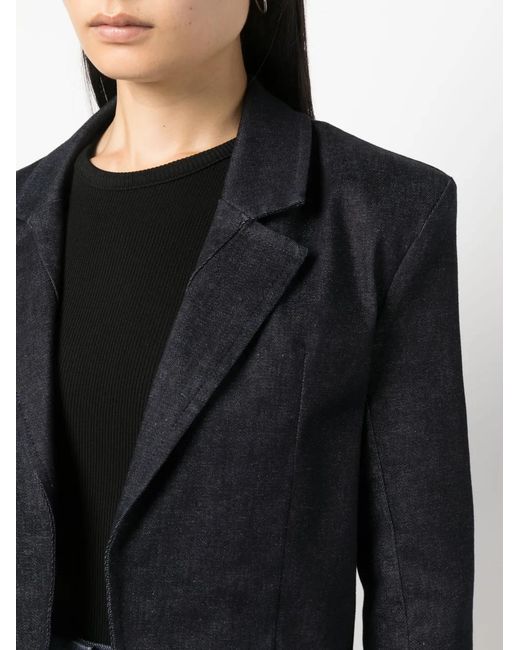 Patrizia Pepe Black Cropped Raw-Denim Jacket