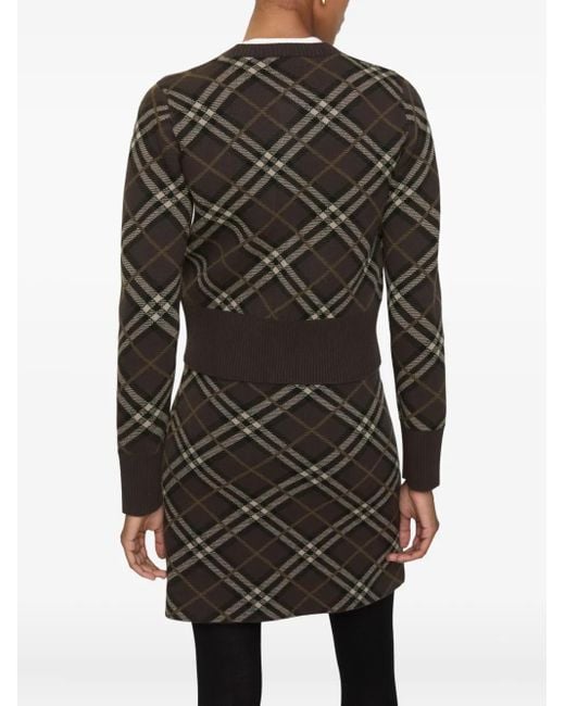 Burberry Black Check-Pattern Cashmere Cardigan