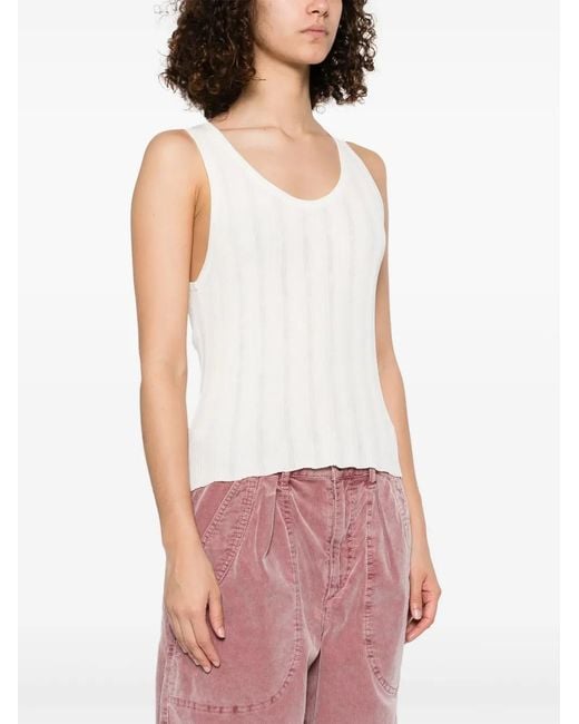 Bompard White Ribbed Tank Top