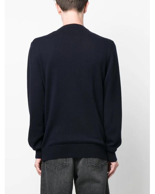 Dolce & Gabbana Blue Logo-Plaque Wool-Blend Cardigan for men
