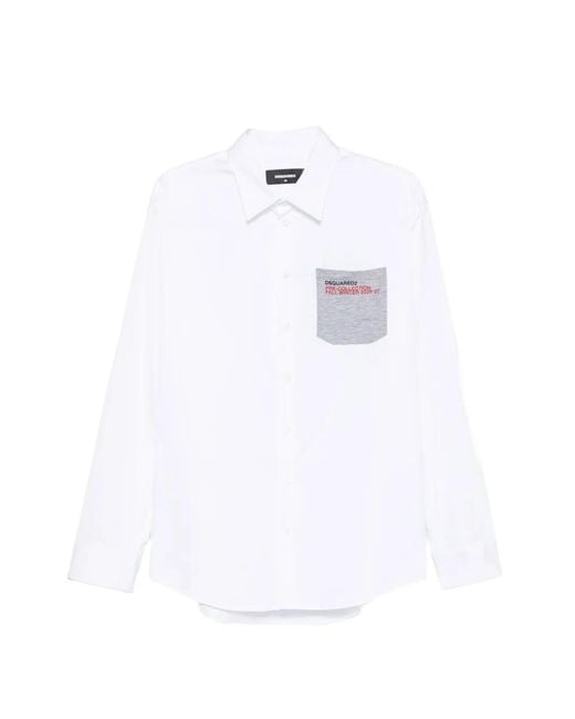 Camicia Con Logo di DSquared² in White da Uomo
