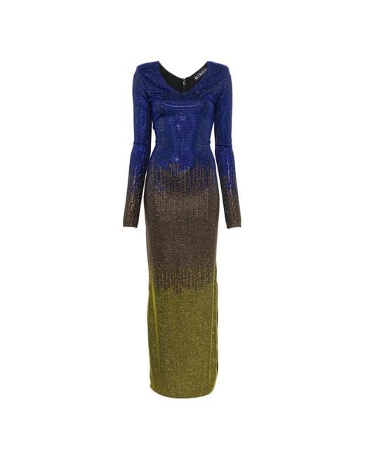 Miron Blue V-Neck Maxi Dress