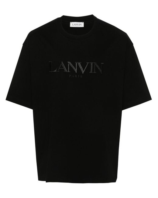 Camiseta con logo bordado Lanvin de hombre de color Black