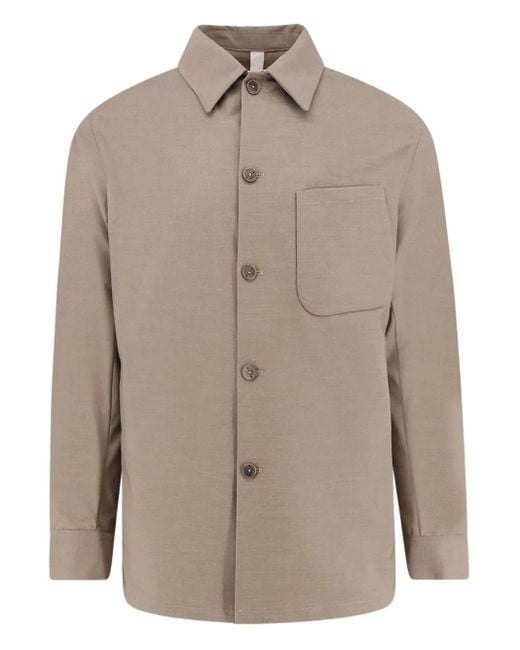 Hevò Brown Bari Patch-Pocket Buttoned Overshirt for men