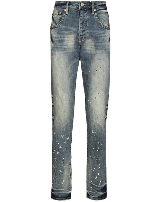 Purple Brand Blue Vintage Spotted Tapered-Leg Jeans for men