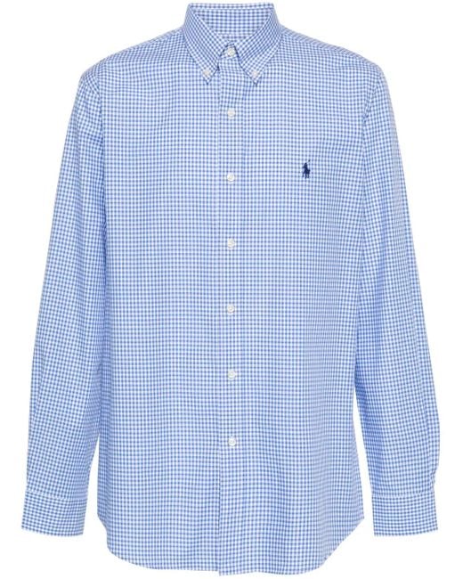Polo Ralph Lauren Blue Polo Pony Checked Polo Shirt for men
