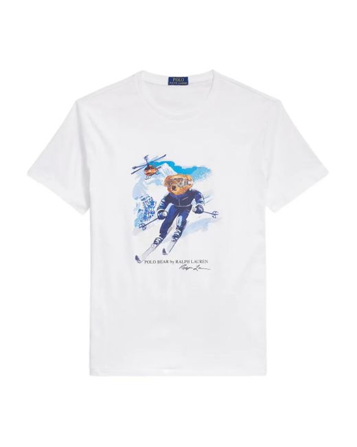 Polo Ralph Lauren White Crew-Neck Graphic T-Shirt for men