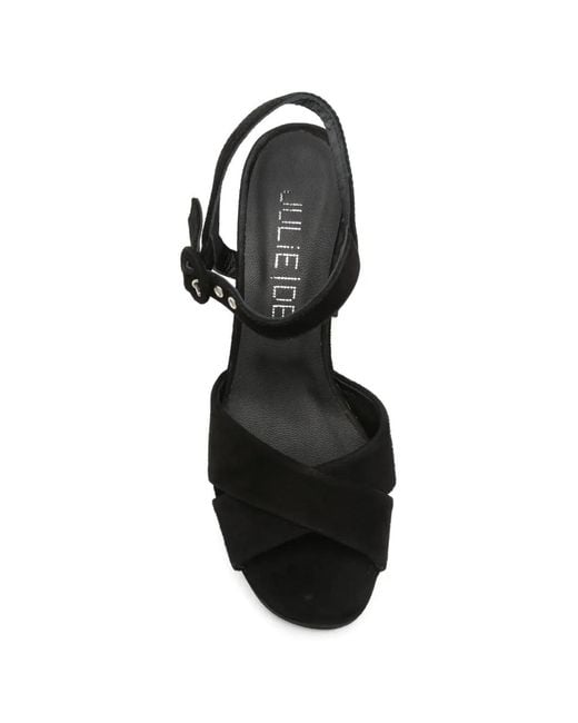 Julie Dee Black Crossover-Strap Sandals