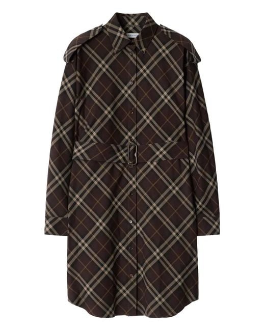 Burberry Black Kariertes Flanell-Hemdkleid