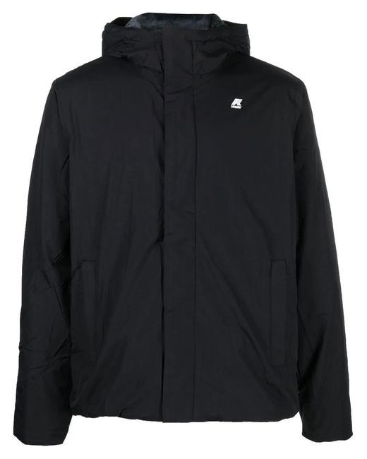 K-Way Black Logo-Detail Touch-Strap Jacket for men