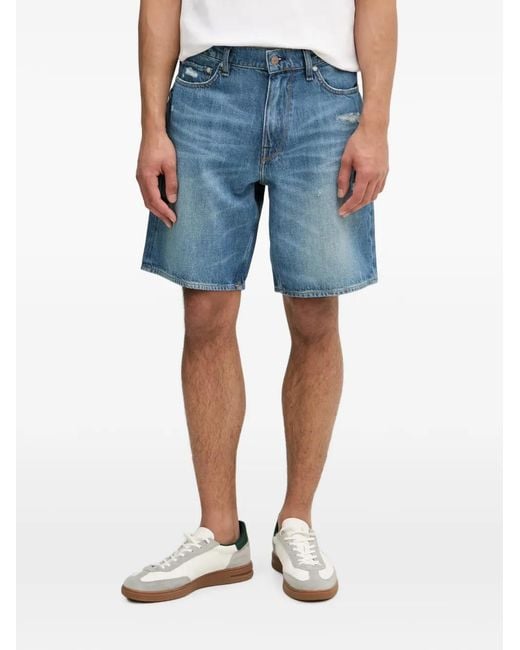 Guess Blue Distressed Denim Shorts for men