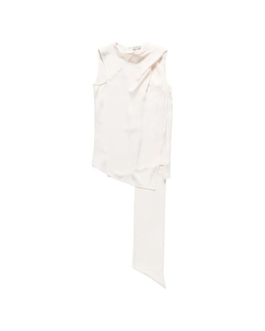 Acne White Blouse En Soie À Design Sans Manches