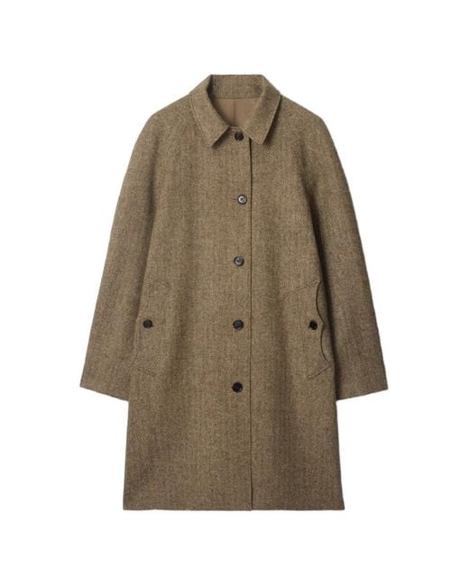 Burberry Brown Long Herringbone Wool Dual Car Coat for men