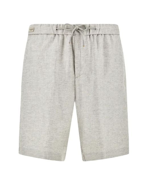Paul & Shark Gray Drawstring Linen Bermuda Shorts for men