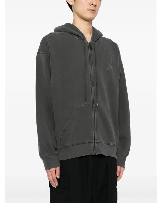 Carhartt Gray Logo-Appliqué Zip-Up Hoodie