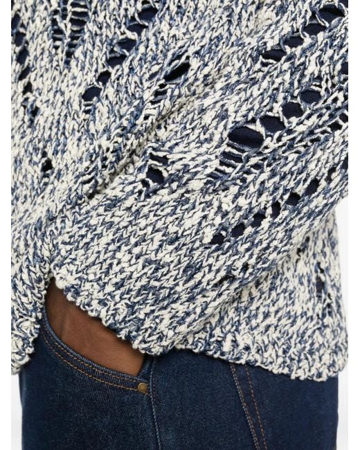 Amaranto Gray Distressed-Effect Sweater for men