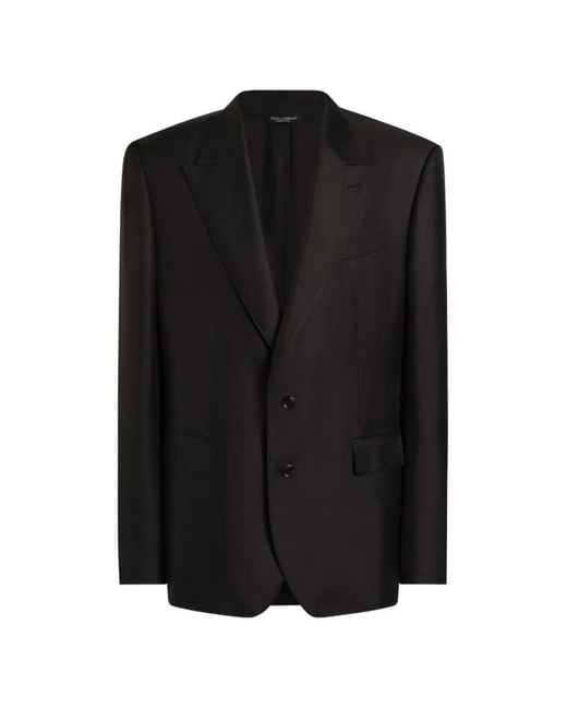Dolce & Gabbana Black Sicilia Light Single-Breasted Silk Twill Jacket for men
