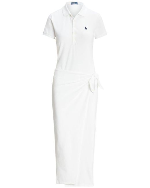 Robe longue à logo brodé Polo Ralph Lauren en coloris White