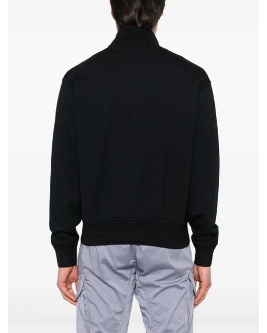 C P Company Black Logo-Embroidered Sweatshirt for men
