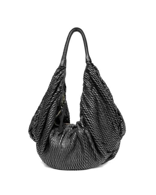 SOMMET Black Woven Zip Shoulder Bag