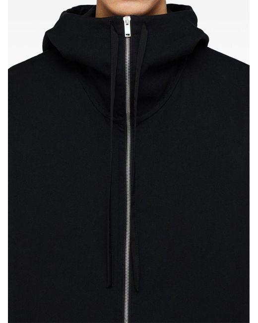 Jil Sander Black Drawstring Hooded Jacket for men