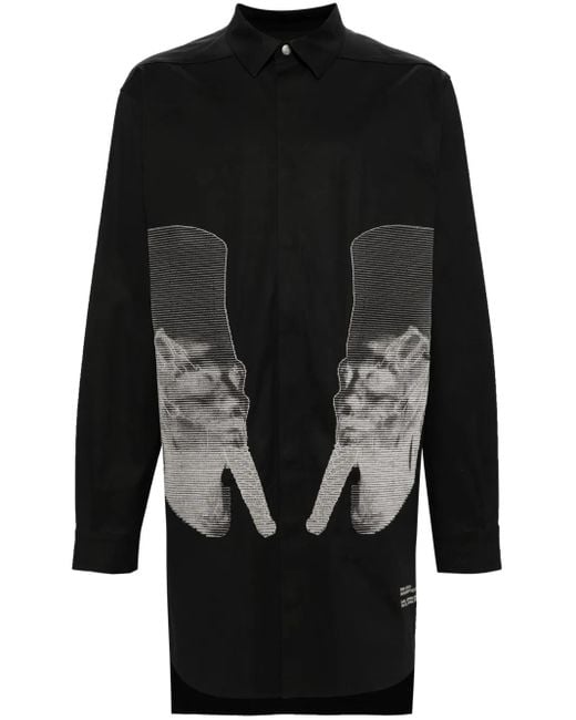 Rick Owens Black Jumbo Cotton Shirt Jacket for men