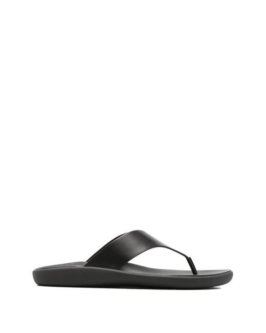 The Row Black Leather Slides