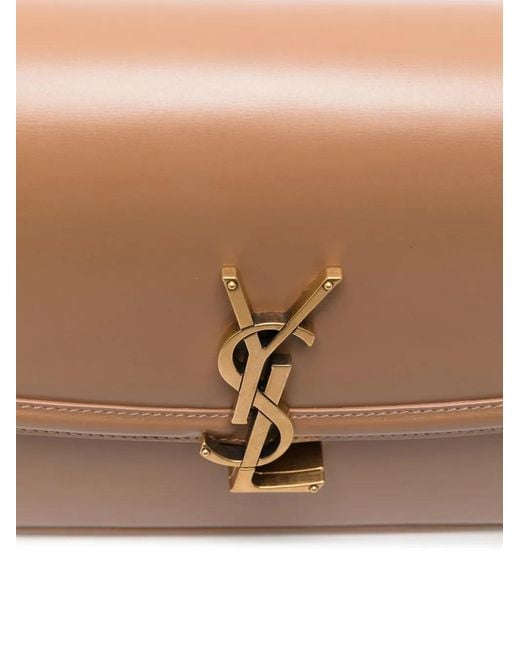 Saint Laurent Pink Solferino Medium Light Hazelnut Leather Bag