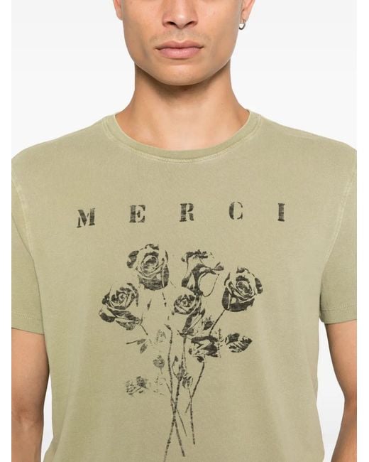 John Varvatos Green Floral-Graphic T-Shirt for men