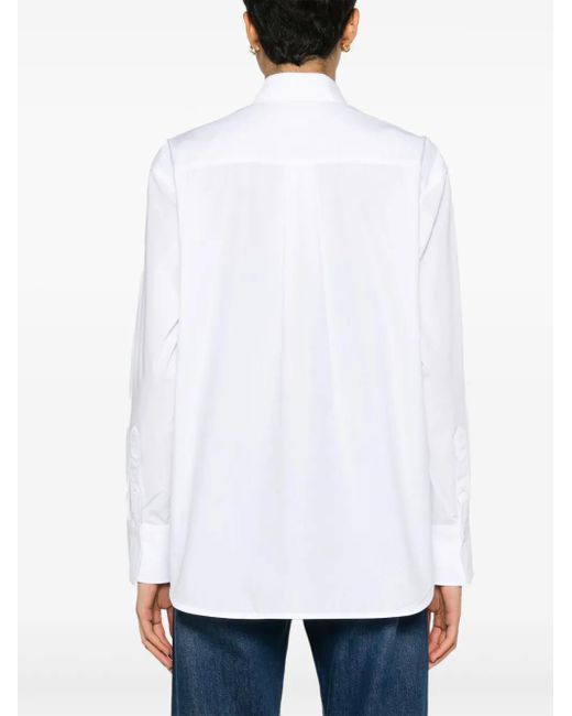 Victoria Beckham White Logo-Embroidered Organic Cotton Shirt