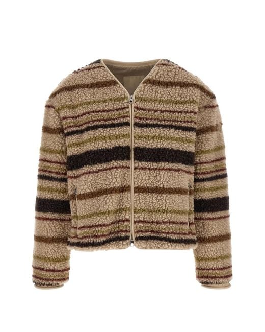 Moncler Brown Striped Teddy-Effect Cardigan