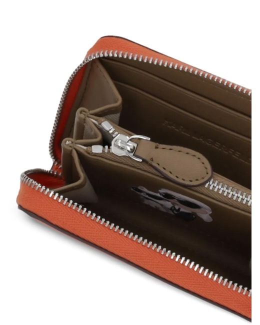 Karl Lagerfeld Orange Ikon Zip-Around Wallet