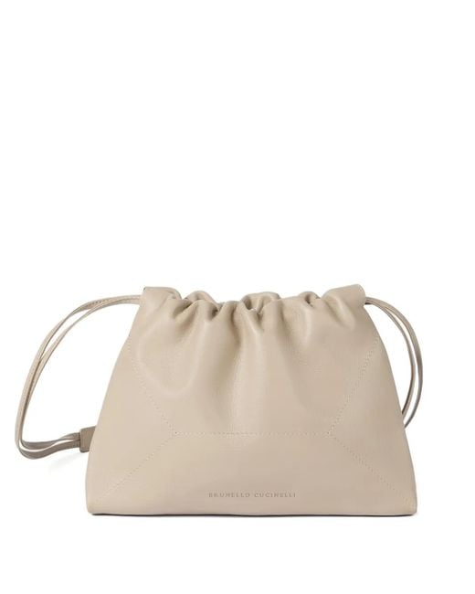 Brunello Cucinelli Natural Bc Duo Monili-Detail Leather Shoulder Bag