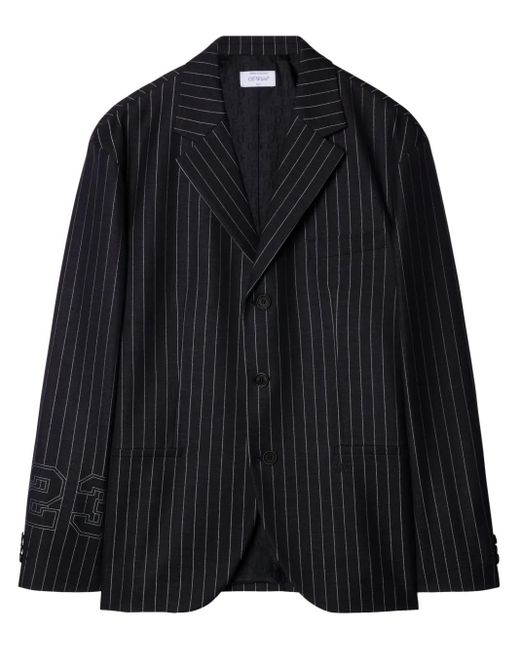 メンズ Off-White c/o Virgil Abloh 23プリント ストライプ ジャケット Blue