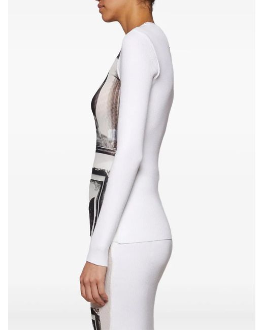 Top A Maniche Lunghe Con Motivo Floreale di Jean Paul Gaultier in Gray