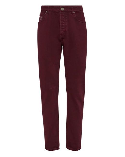 Brunello Cucinelli Jeans Met Logopatch in het Red voor heren