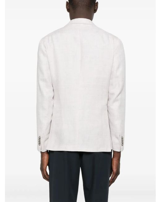 Tagliatore White Brooch-Detail Blazer for men