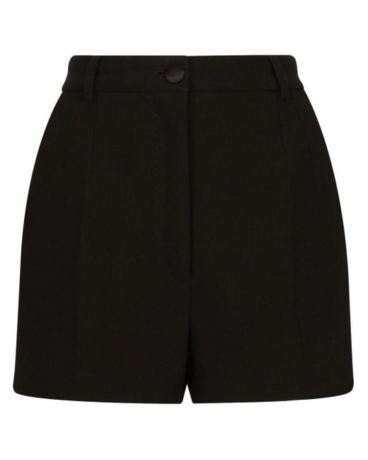 Shorts a vita alta con pieghe di Dolce & Gabbana in Black