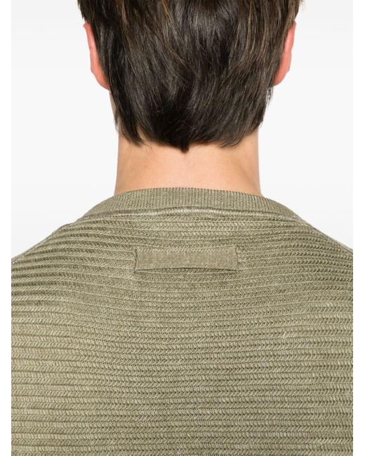 Zegna Green Short-sleeve Ribbed-knit T-shirt for men