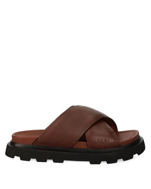 UGG ブラウン クロスストラップ サンダル UGG クロスストラップ サンダル ブラウン | Lyst
