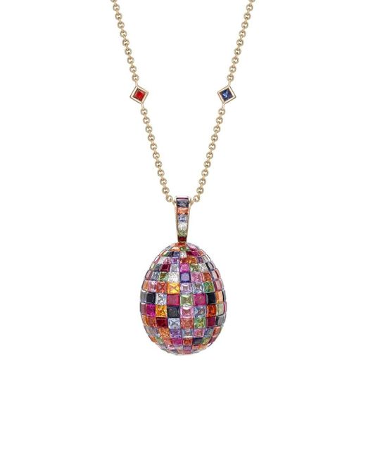 Collier Imperial Mosaic Egg or 18ct Faberge en coloris Pink