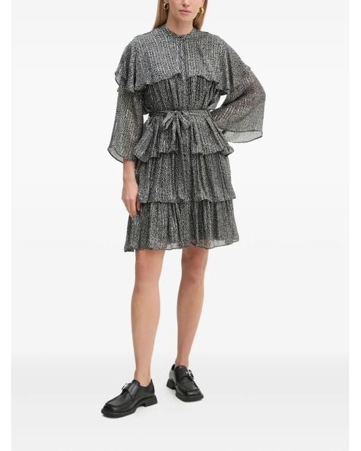 Bruuns Bazaar Black Pleated Ruffled Mini Dress