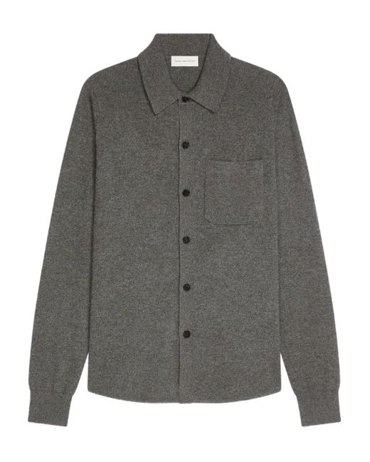 メンズ Dries Van Noten カシミアニットシャツ Gray