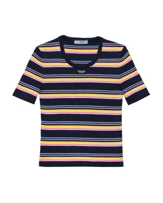 Prada ストライプ Tシャツ Blue