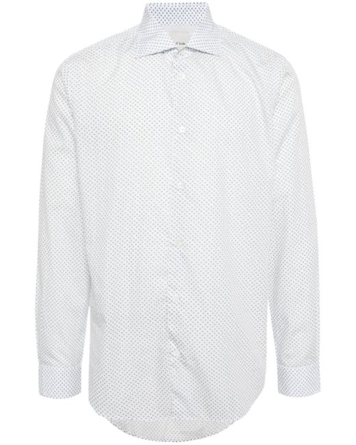 Paul Smith White Geometric-print Cotton Shirt for men
